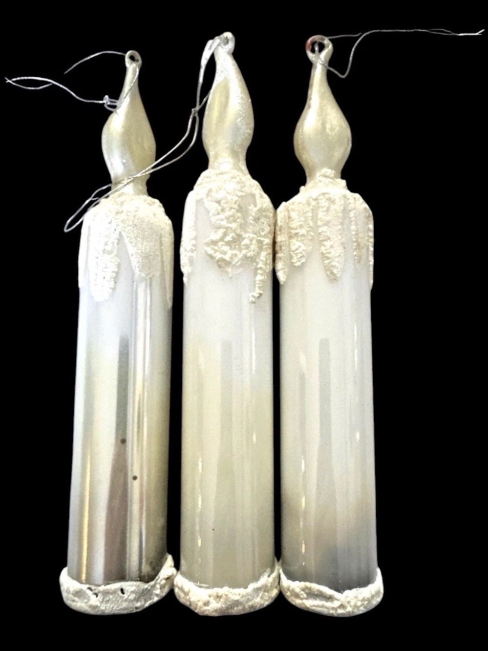 SET OF 3 VINTAGE GLASS CANDLE ORNAMENTS